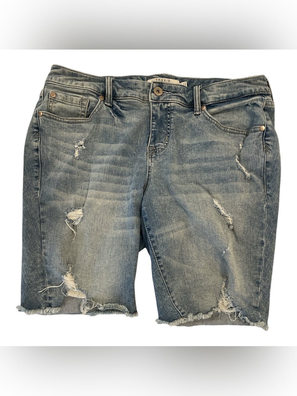 Torrid Women’s Blue Denim Distressed Shorts Size 14